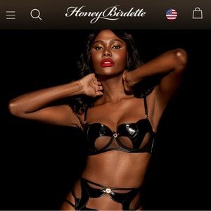 Honey Birdette Ella Leather Black Bra 32C